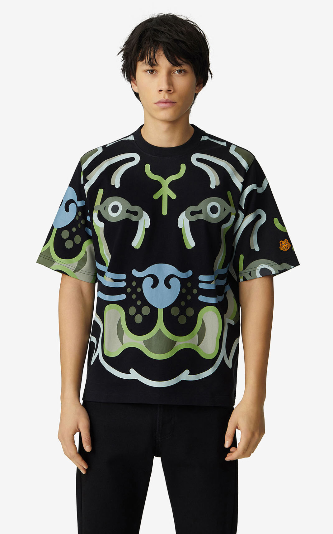 Kenzo K Tiger loose Tişört Erkek Siyah | 0239-LMRJU